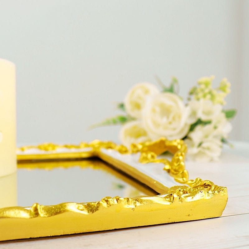 15x10 Inch Metallic Rectangular Mirror Serving Tray with Handles - Elegant Party Decor, Cocktail Serving, Home Decor & Gift Idea for Weddings, Hostess & Housewarming