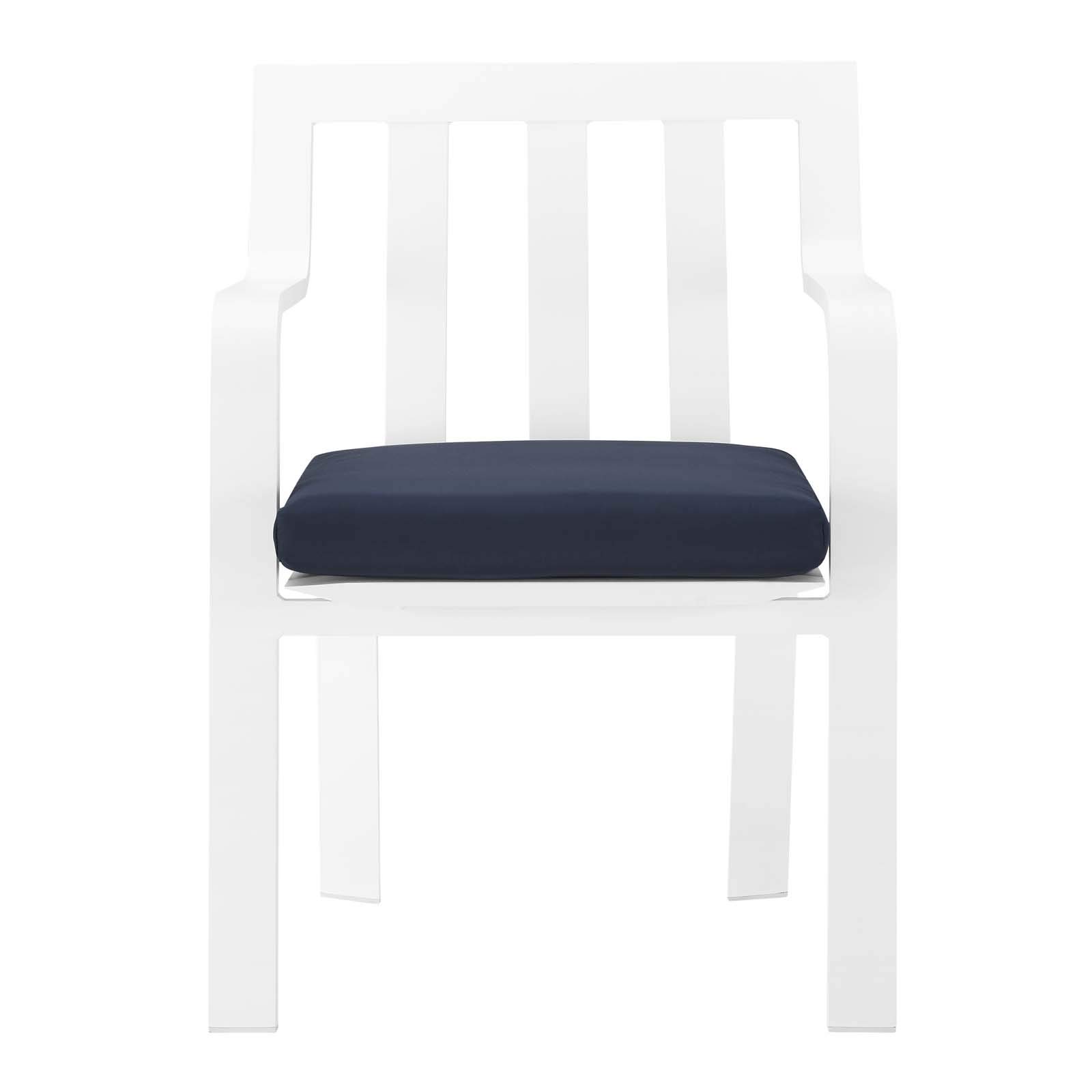Modway EEI-3961-WHI-NAV Baxley Lounge & Deep Seating Dining Chairs Set of 2, White & Navy Blue Upholstered - Perfect for Living Room, Dining Room, or Outdoor Patio Furniture