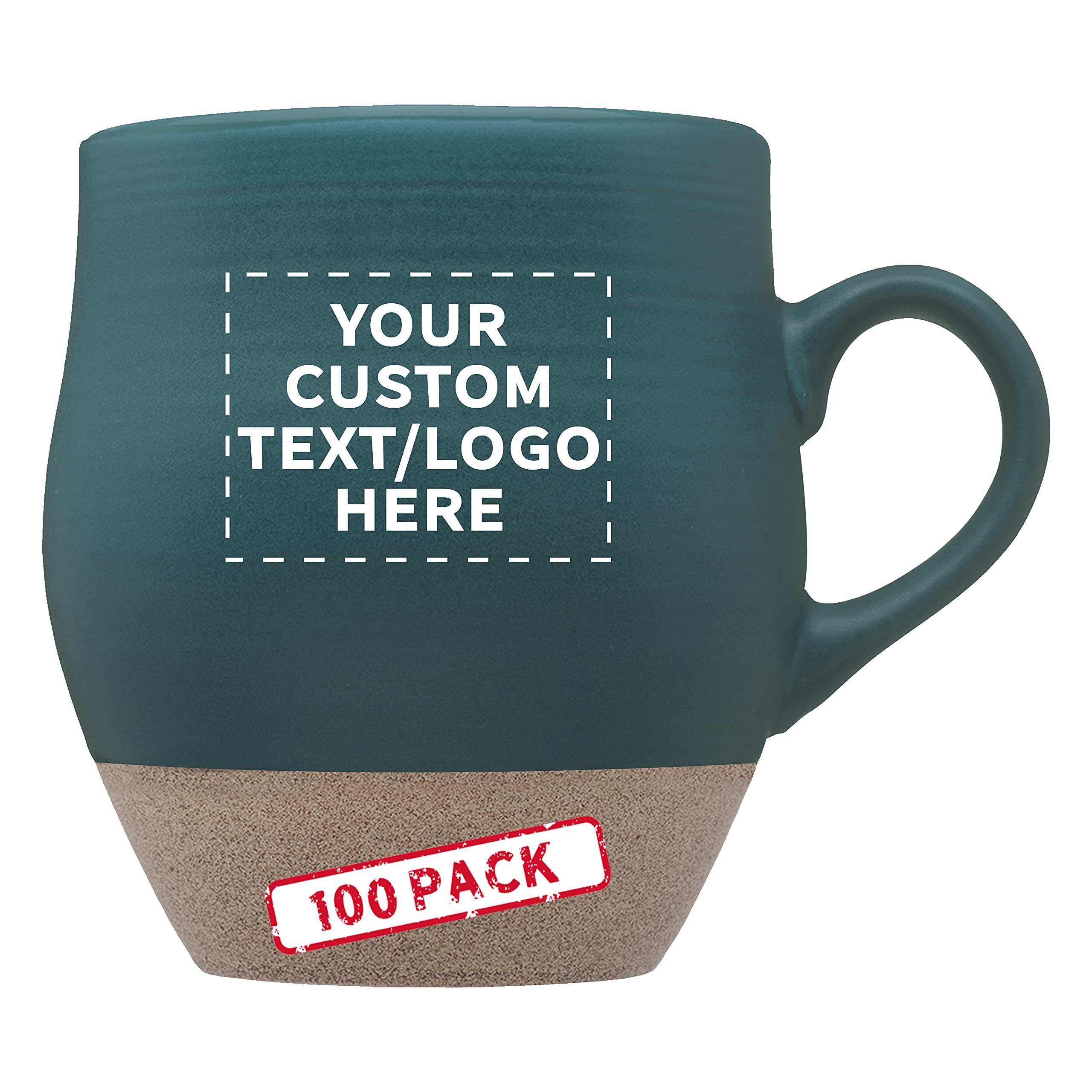 100 Admiral Ceramic Mugs Set - 16 oz Customizable Coffee Cups with Text/Logo - Stoneware Drinkware with C-Handle (Green) - Perfect for Office, Restaurant & Home Use
