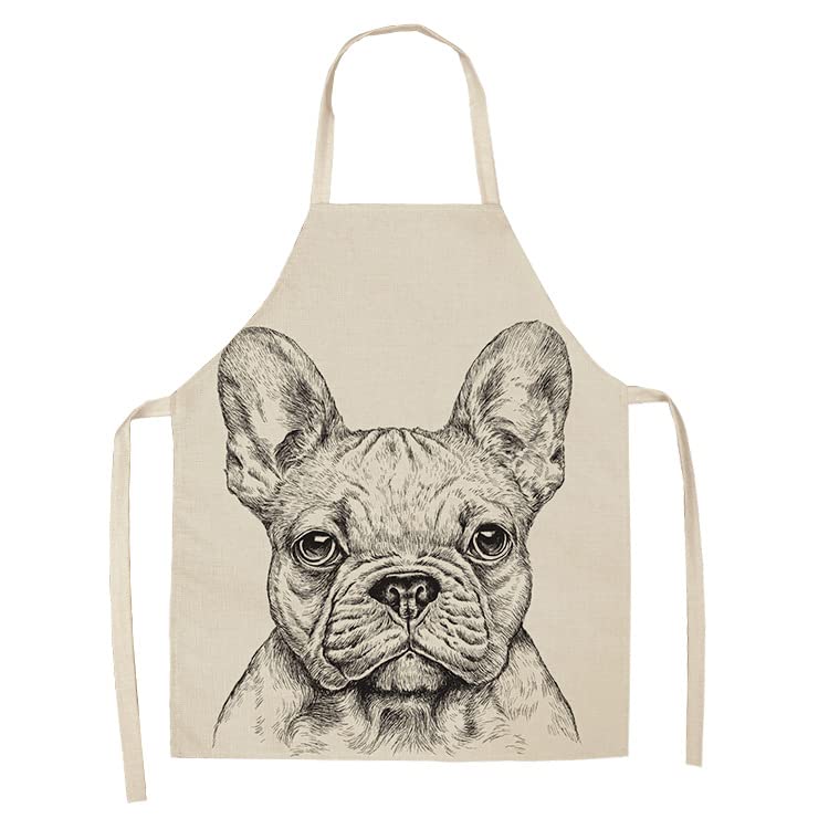 Cute Cat Print Kitchen Apron for Women - Cotton Linen Bib Apron with Pockets - Perfect for Cooking, Baking & Cleaning - Home Chef & Housewife Essential