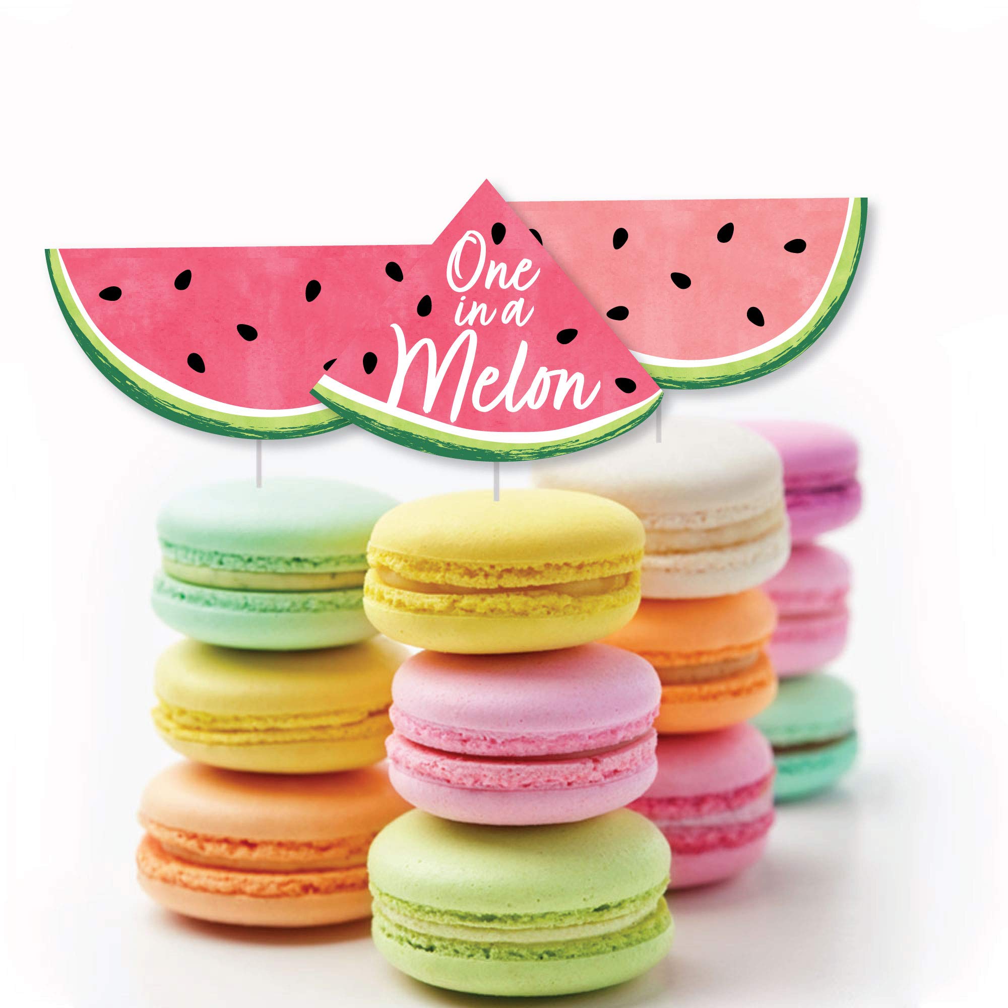 Sweet Watermelon Cupcake Toppers - Set of 24 Fruit Party Dessert Decorations - Clear Treat Picks for Birthday, Baby Shower & Summer Party Decorations