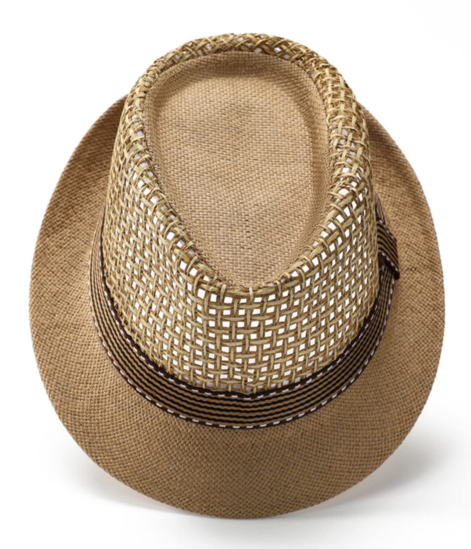 Men's & Women's Summer Fedora Sun Hat - 2 Pack Breathable Mesh Panama Trilby Hats for Beach, Outdoor & Travel | UV Protection Wide Brim Sun Hat for Vacation, Gardening, Pool Party