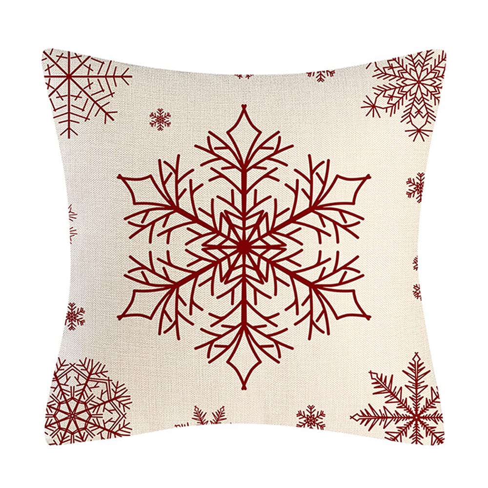 18×18 Inch Christmas Linen Pillow Covers - Decorative Throw Pillow Cases for Sofa, Bed & Living Room | Holiday Home Decor & Cozy Seasonal Accents