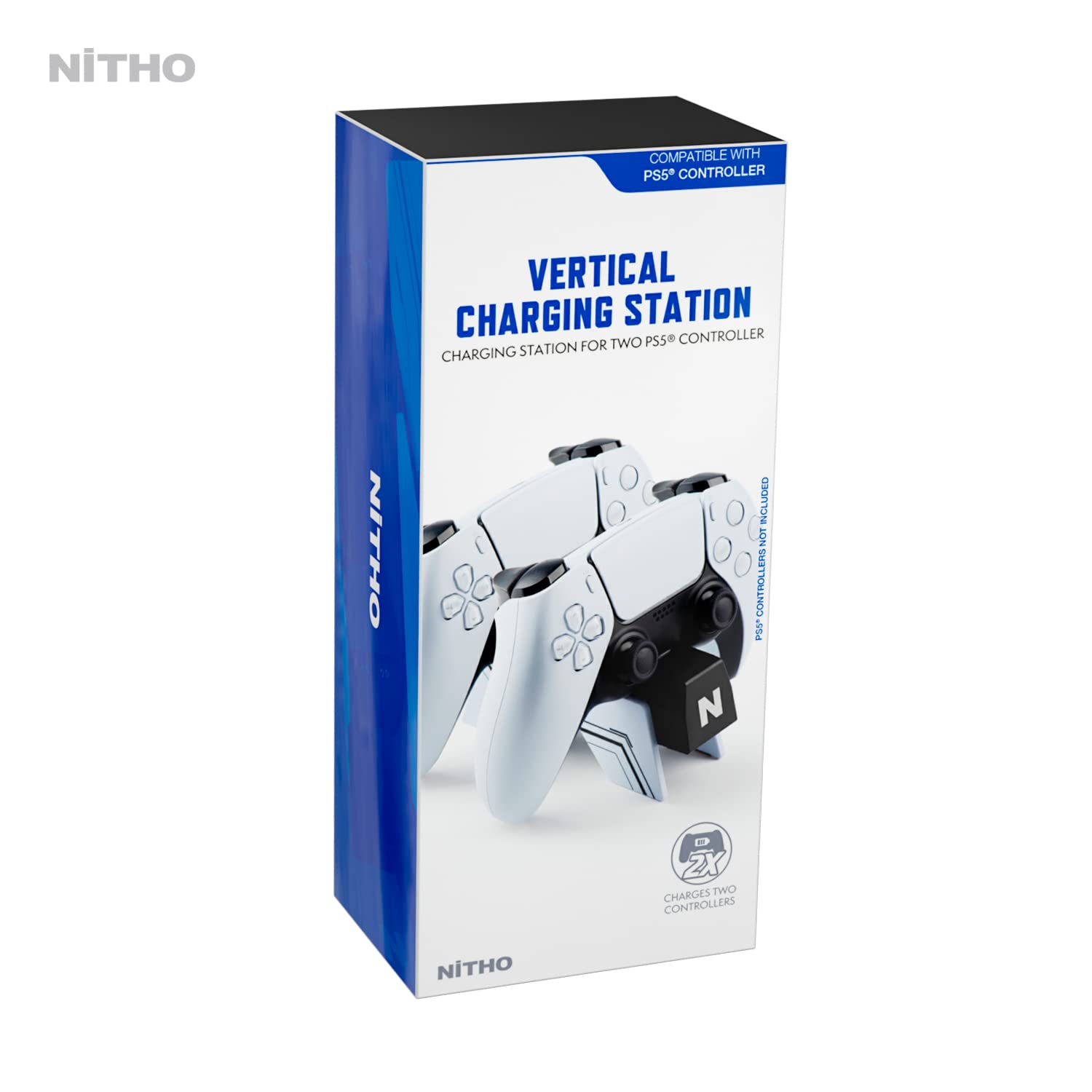 NiTHO PS5 Controller Charging Station - Fast Charging Dock for PS5 & Edge Controllers, Playstation 5 DualSense Charger (White) | Perfect for Gaming Setup & Multi-Controller Charging