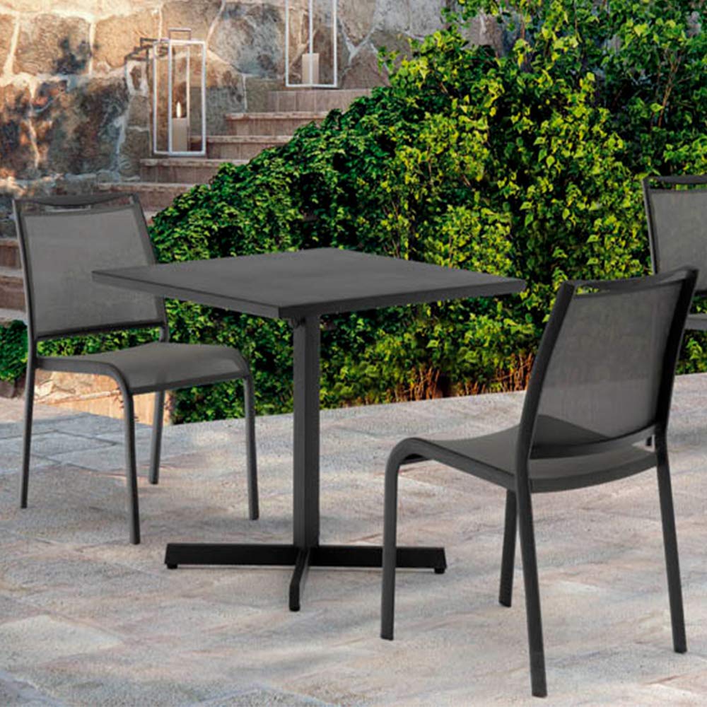 Whiteline Modern Living DT1679-GRY Grey Belle Outdoor Folding Square Dining Table - Steel Frame, Weather-Resistant for Patio, Garden, and Poolside Dining