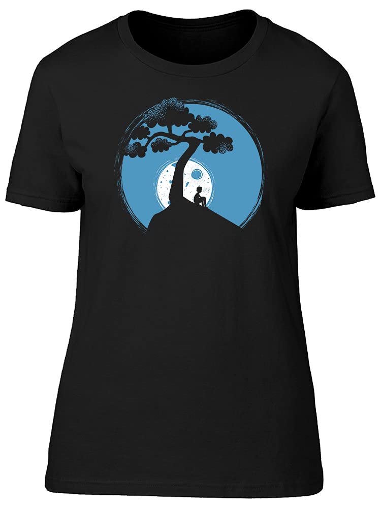 Happy Man Meditating On The Hill Graphic T-Shirt for Women - Yoga & Mindfulness Apparel