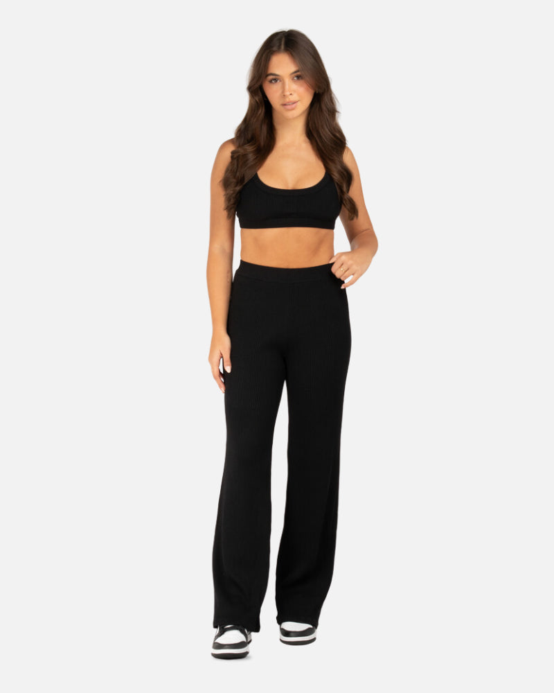 SSS Realism Maison Ribbed Tank Top for Women - Black Slim Fit Stretch Cotton Casual Wear for Summer, Gym, and Layering