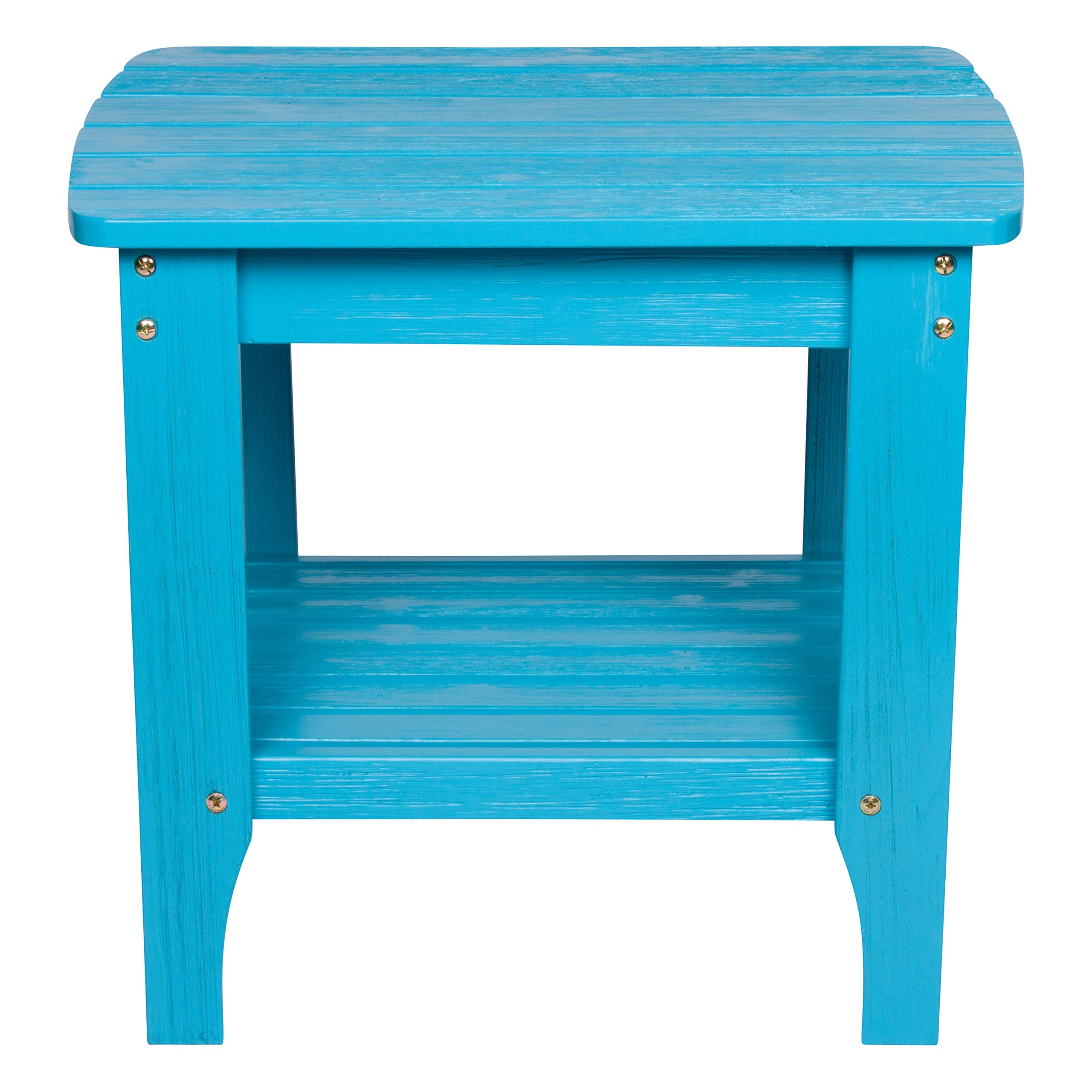 Shine Company Long Island Rectangular Solid Wood End Table - Outdoor Adirondack Side Table in Aqua Blue - Perfect for Patio, Deck, Garden & Poolside Use