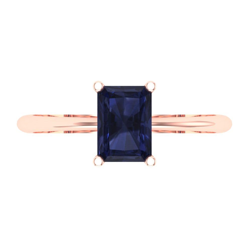 1.0 ct Radiant Cut Simulated Blue Sapphire Engagement Ring - 18K Rose Gold Solitaire Wedding Band for Women | Perfect for Proposals, Anniversaries & Bridal Jewelry Gifts