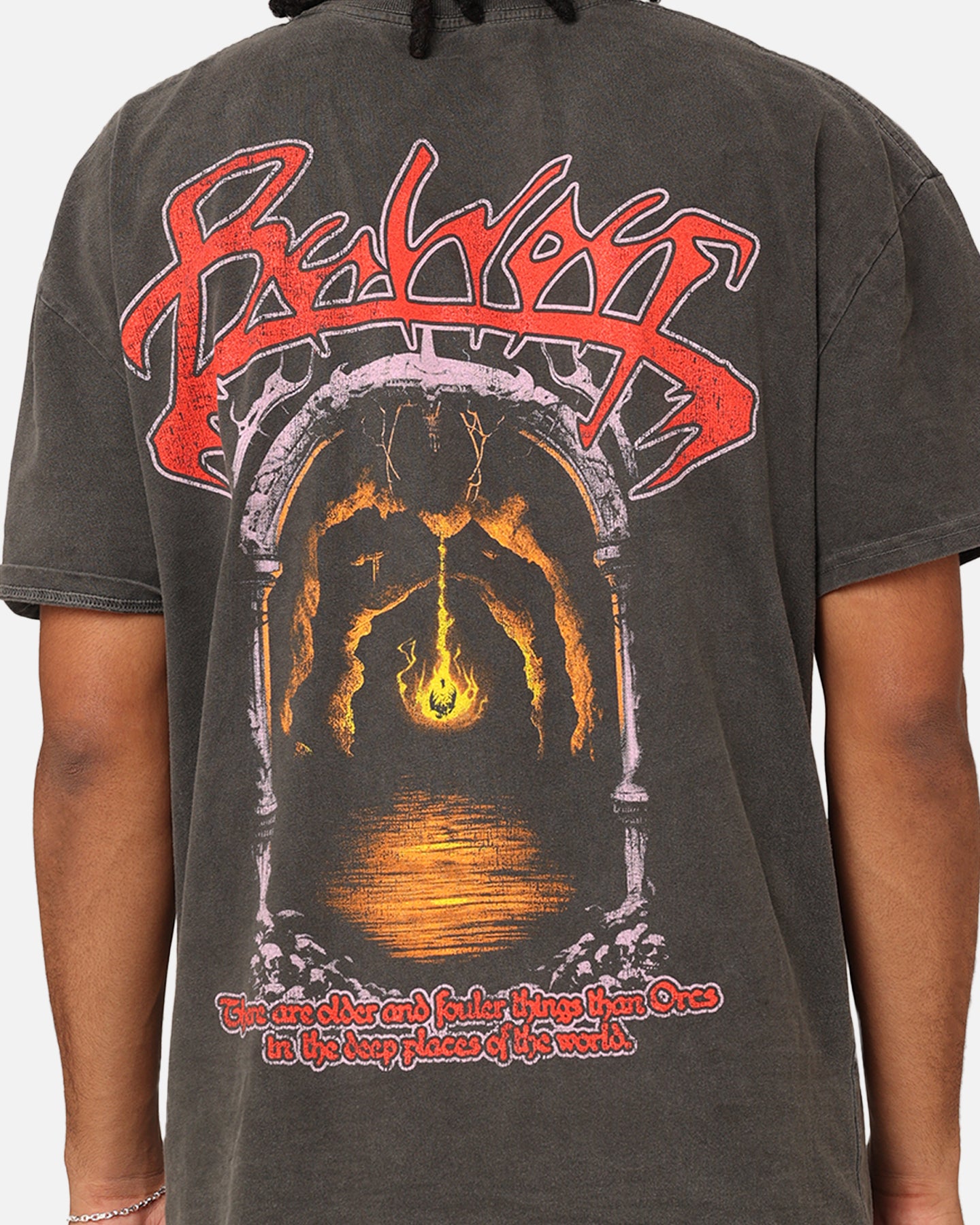 Lord of the Rings Balrog Graphic Heavyweight T-Shirt - Black Vintage Wash | American Thrift | Casual Wear, Cosplay & Fantasy Fan Merchandise