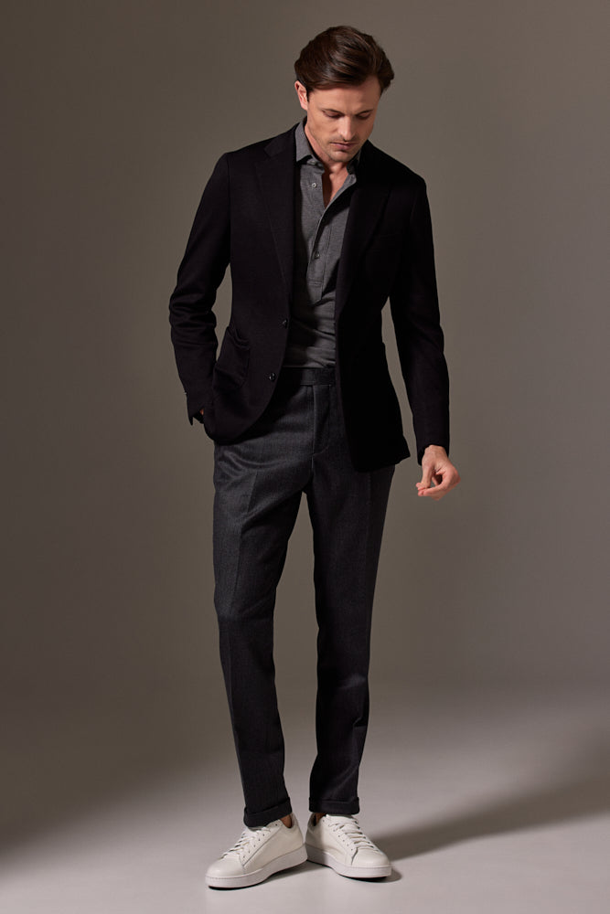 Liam Sports Jacket - Black Wool Jersey for Men | Lightweight & Breathable Outdoor Jacket | Perfect for Running, Hiking & Casual Wear