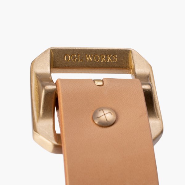 OGL Double Prong Garrison Buckle Leather Belt - Genuine Natural Leather for Men - Perfect for Casual Wear, Work & Outdoor Activities