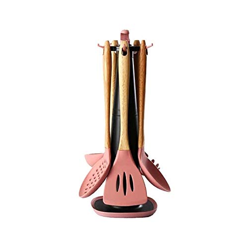 Heat-Resistant Silicone Kitchen Utensil Set with Wooden Handle - 5-Piece Non-Stick Cooking Tools (Spatula, Turner, Spoon) for Baking, Frying & Serving - Dishwasher Safe & BPA Free