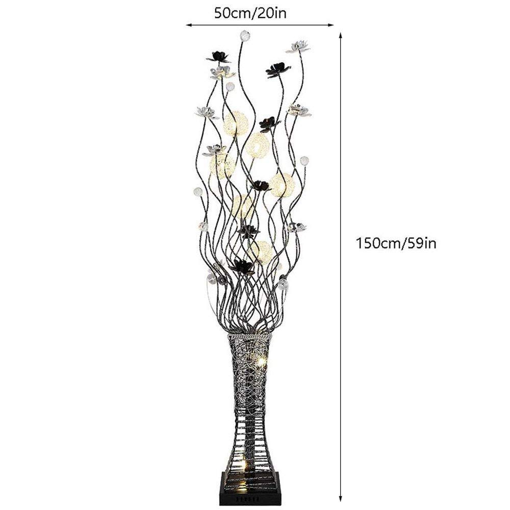 Modern LED Floor Lamp for Dining Room, Living Room & Bedroom - Aluminum Alloy Bouquet with Crystal Decor & Chrome Base (Silver) | Elegant Lighting for Home Decor, Reading & Relaxation