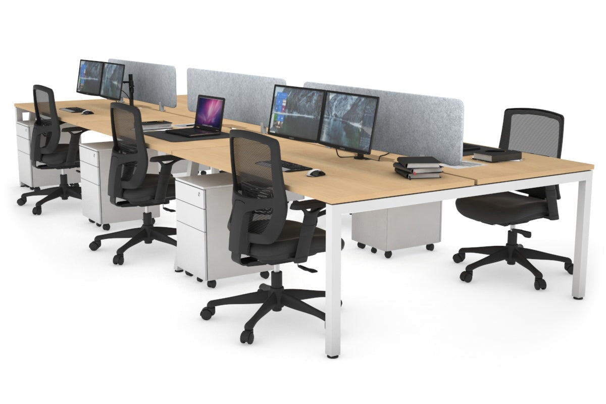 Quadro Square Legs 6-Person Office Workstation - 1800L x 800W with Cable Management - Ideal for Collaborative Workspaces & Open Office Environments