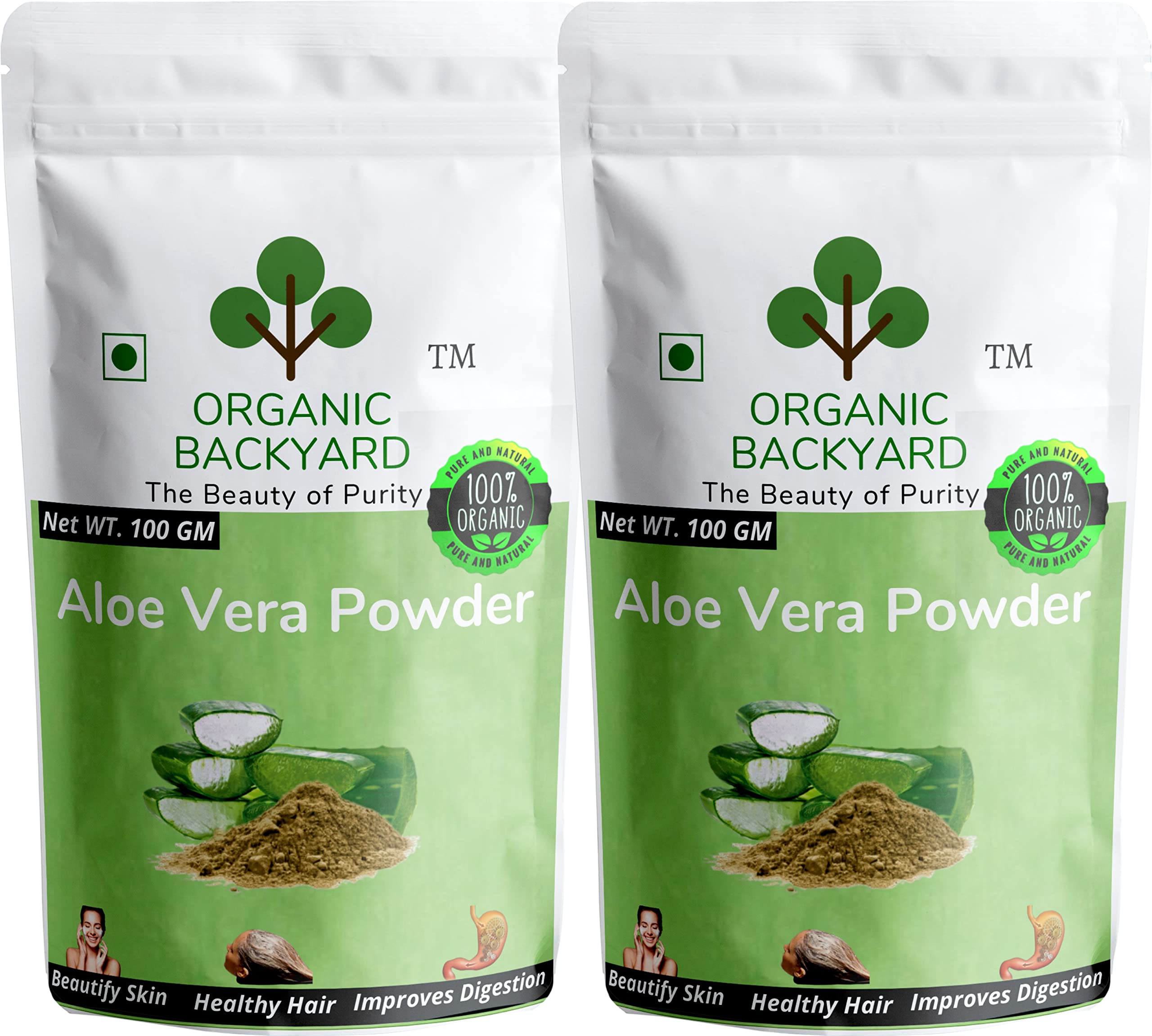 Organic 100% Natural Aloe Vera Powder for Face Care - 2 Pack (100g Each) | Skin Hydration, Acne Treatment & DIY Beauty Recipes | Perfect for Sensitive Skin & Natural Skincare Routines