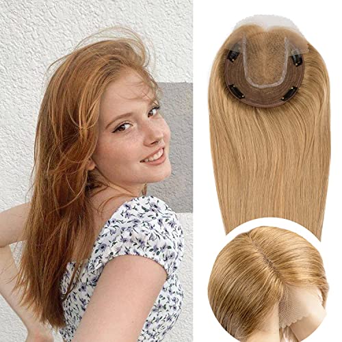 Teresa Lace Front Human Hair Topper for Women - 150% Density Hand-Tied Mono Base Clip-In Hairpiece with Mono Closure | Adds Volume for Thinning or Short Hair (12 Inch, Color 10#) | Perfect for Daily Wear, Special Occasions & Hair Loss Solutions