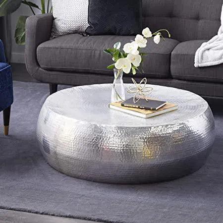 31.5 Inch Modern Silver Coffee Table - Stylish Centerpiece for Living Room, Lounge & Office Decor