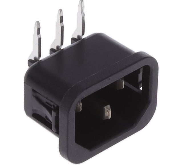 6130.5610 IEC C14 Appliance Inlet Connector - 10A Snap-In Mount with PCB Terminals for Power Supplies & Electronic Equipment