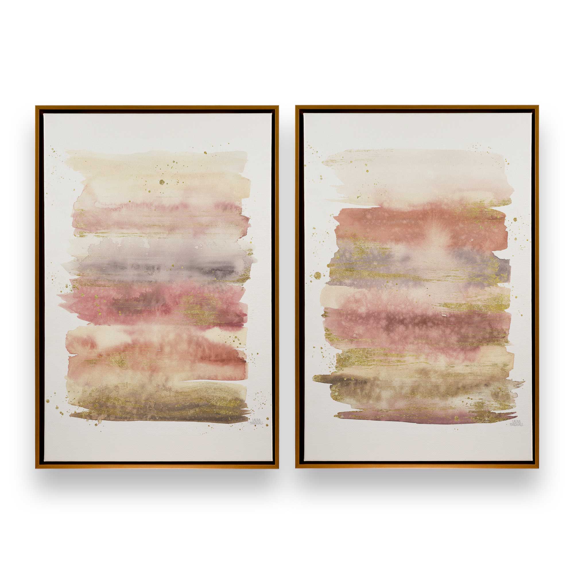 Golden Dawn Canvas Wall Art Set of 2 - Modern Home Decor for Living Room, Bedroom & Office | Framed Printed Paintings for Interior Design