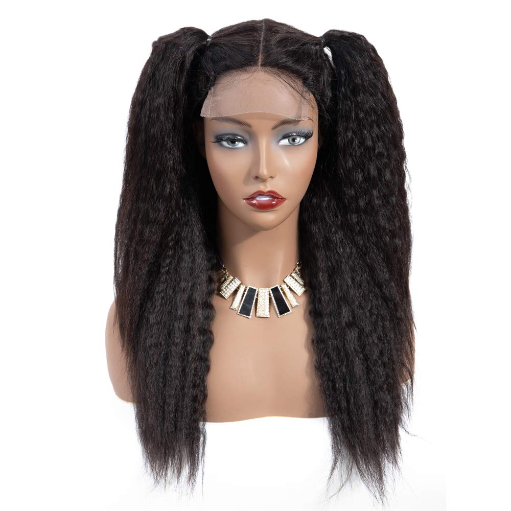 Lace Front Wigs Human Hair 16 Inch - Pre Plucked with Baby Hair, Kinky Straight, Glueless 4x4 Closure Wig for Black Women | 150 Density, Italian Bleached Knots, Natural Color | Perfect for Daily Wear, Parties, Cosplay & Protective Styling