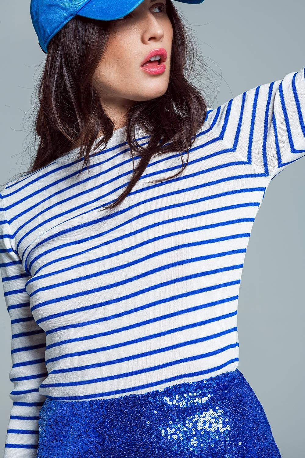 Blue Striped White Pull Fin - Perfect for Swimming, Snorkeling, and Water Sports Training