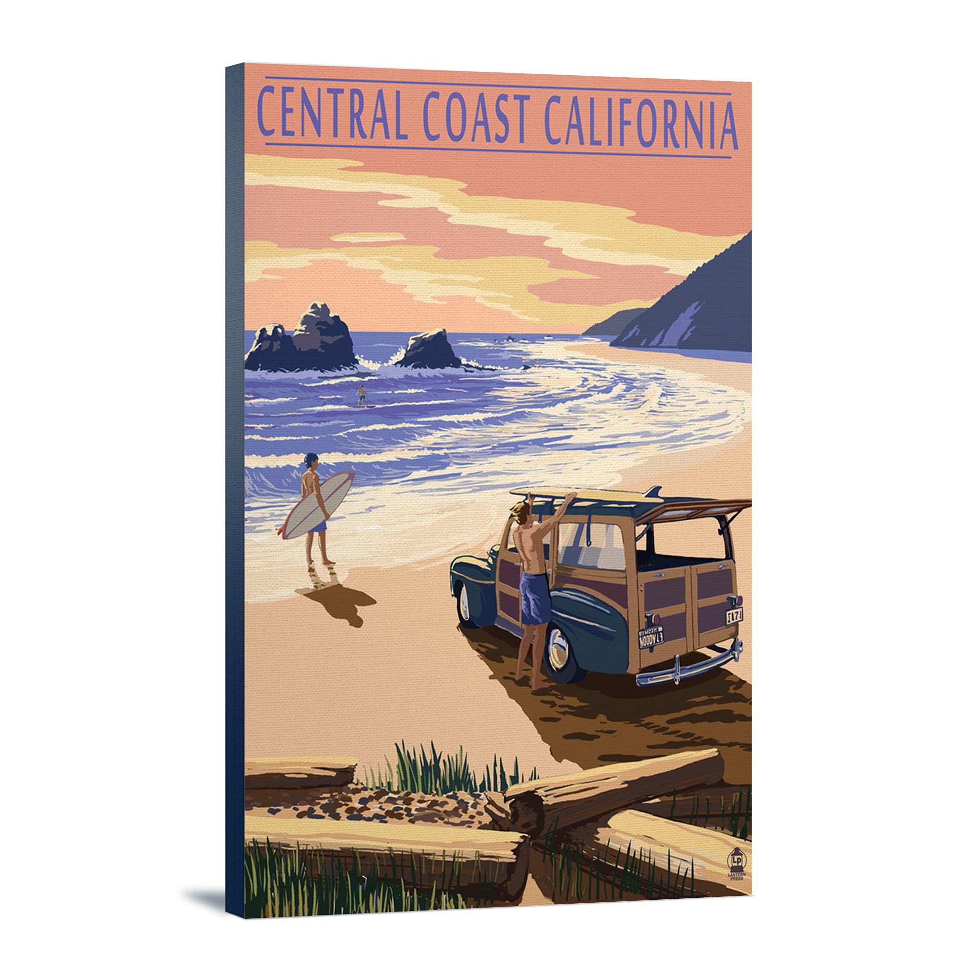 Woody on Central California Beach Coast Scene - 24x36 Gallery Wrapped Stretched Canvas Wall Art - Perfect for Living Room, Bedroom & Office Decor