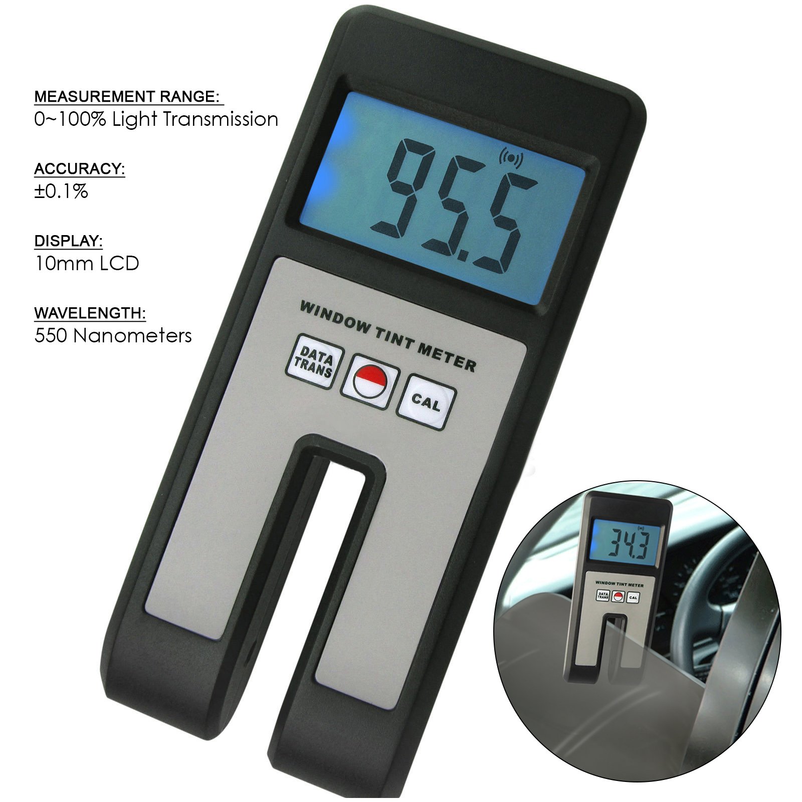 Digital Window Tint Meter - Precise Light Transmittance Measurement Tool for Car & Home Glass Tinting - Perfect for Auto Shops, DIY Enthusiasts & Window Film Installers