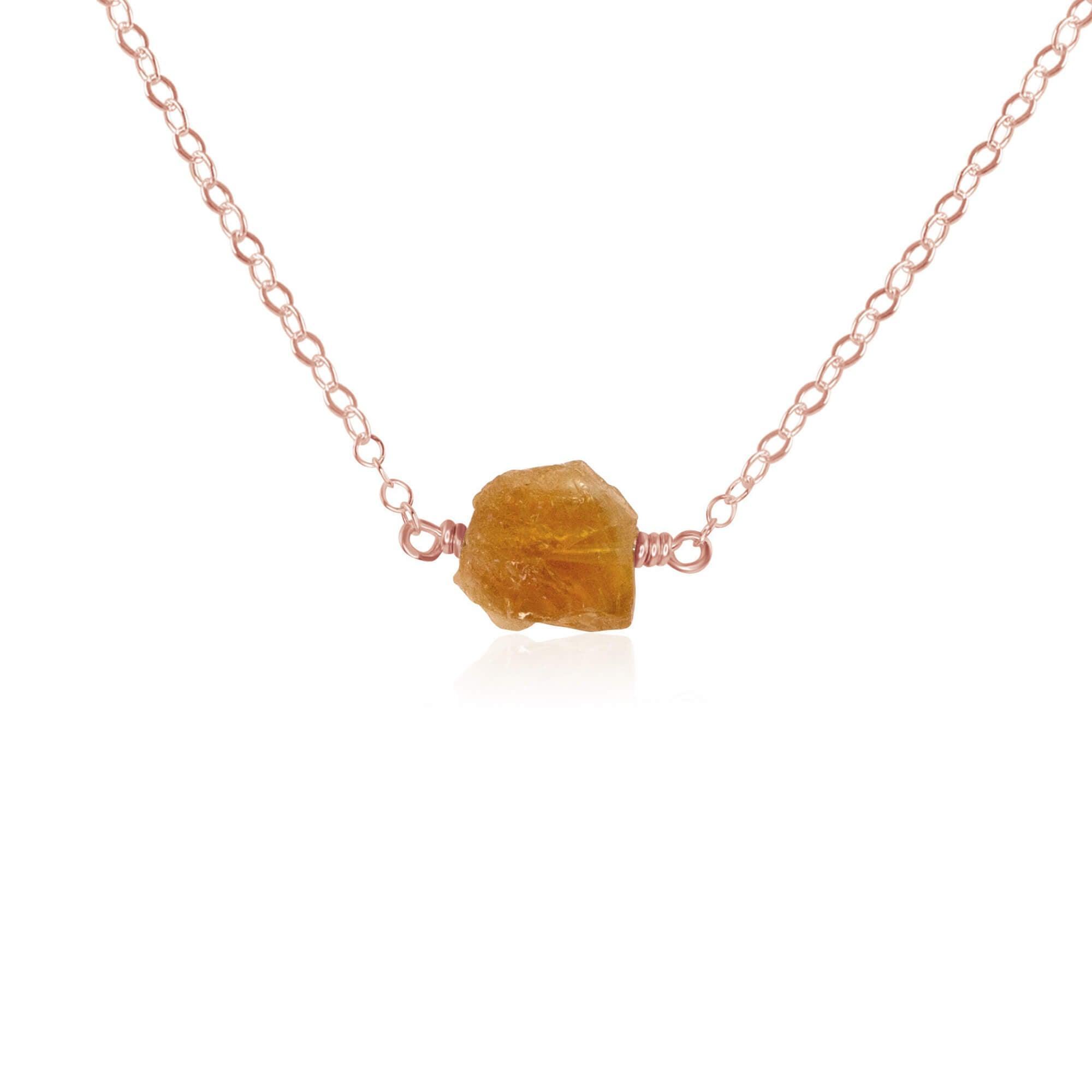 Natural Raw Citrine Crystal Nugget Necklace - Healing Stone Jewelry for Women, Chakra Balancing & Energy Cleansing | Perfect for Meditation, Yoga & Spiritual Gifts