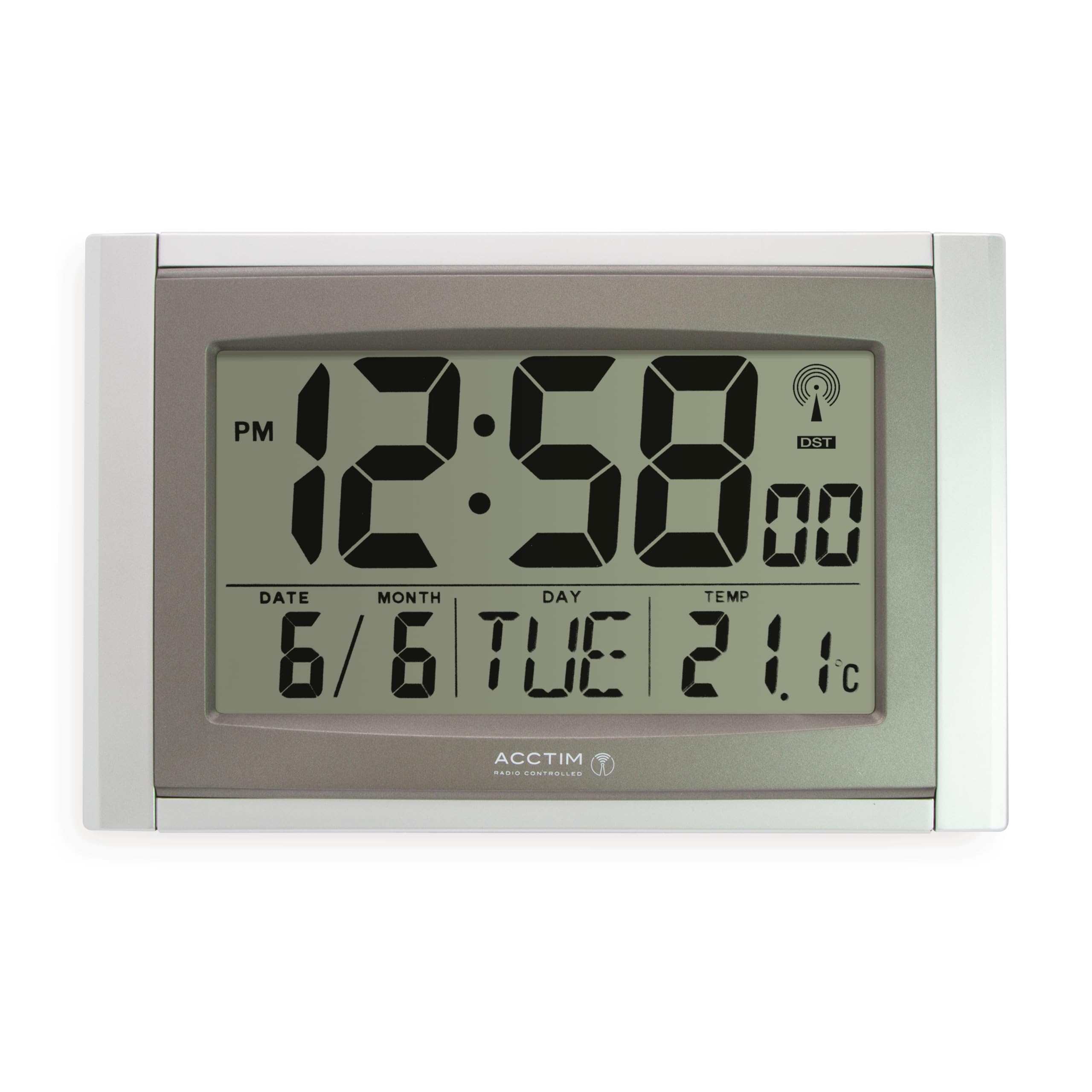 Stratus Smartlite Wall and Desk Clock - Silver | Modern Digital Alarm Clock with LED Display, USB Charging Port & Night Light | Perfect for Bedroom, Office, and Home Decor