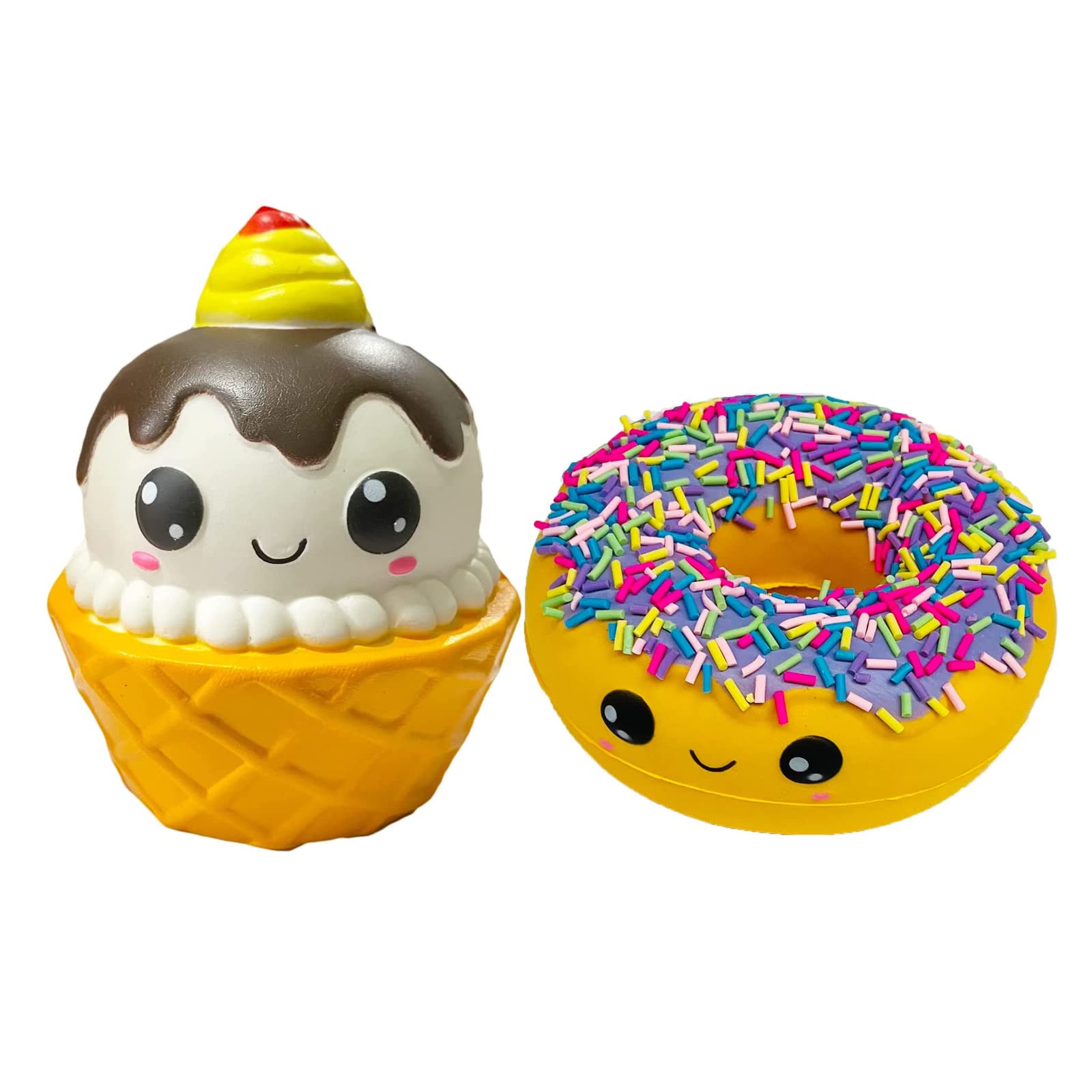 ASMFUOY Slow Rising Squishy Toys - Donut & Ice Cream Stress Relief Sensory Toys for Kids, Birthday Gifts, Party Favors | Fun Squeeze Toys for Anxiety Relief, Classroom Rewards & Sensory Play