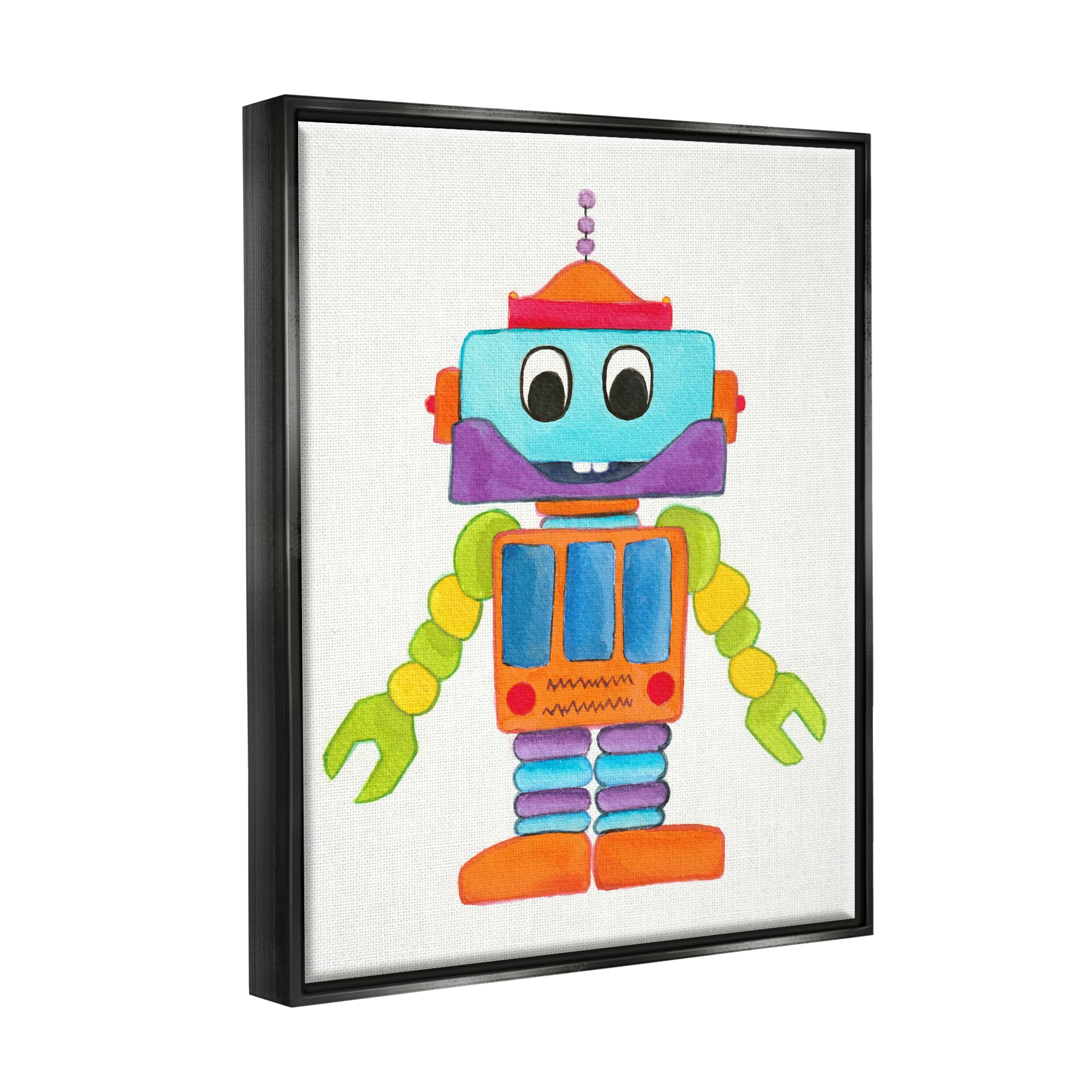 Stupell Industries Bold Smiling Robot Wall Art - Vivid Playful Kids Illustration by Elvira Errico - Perfect for Nursery, Playroom & Kids Bedroom Decor