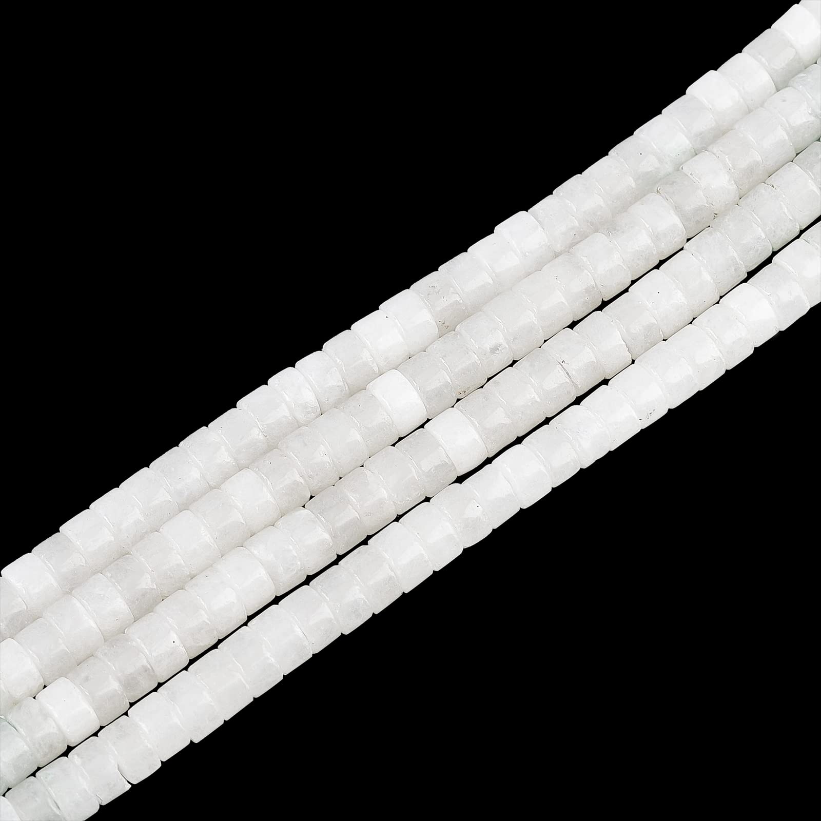 Natural White Jade Beads - 150 Pcs 4.5mm Heishi Disc Beads, Flat Round Loose Gemstone Beads for DIY Jewelry Making | Perfect for Chokers, Bracelets, Necklaces & Craft Projects