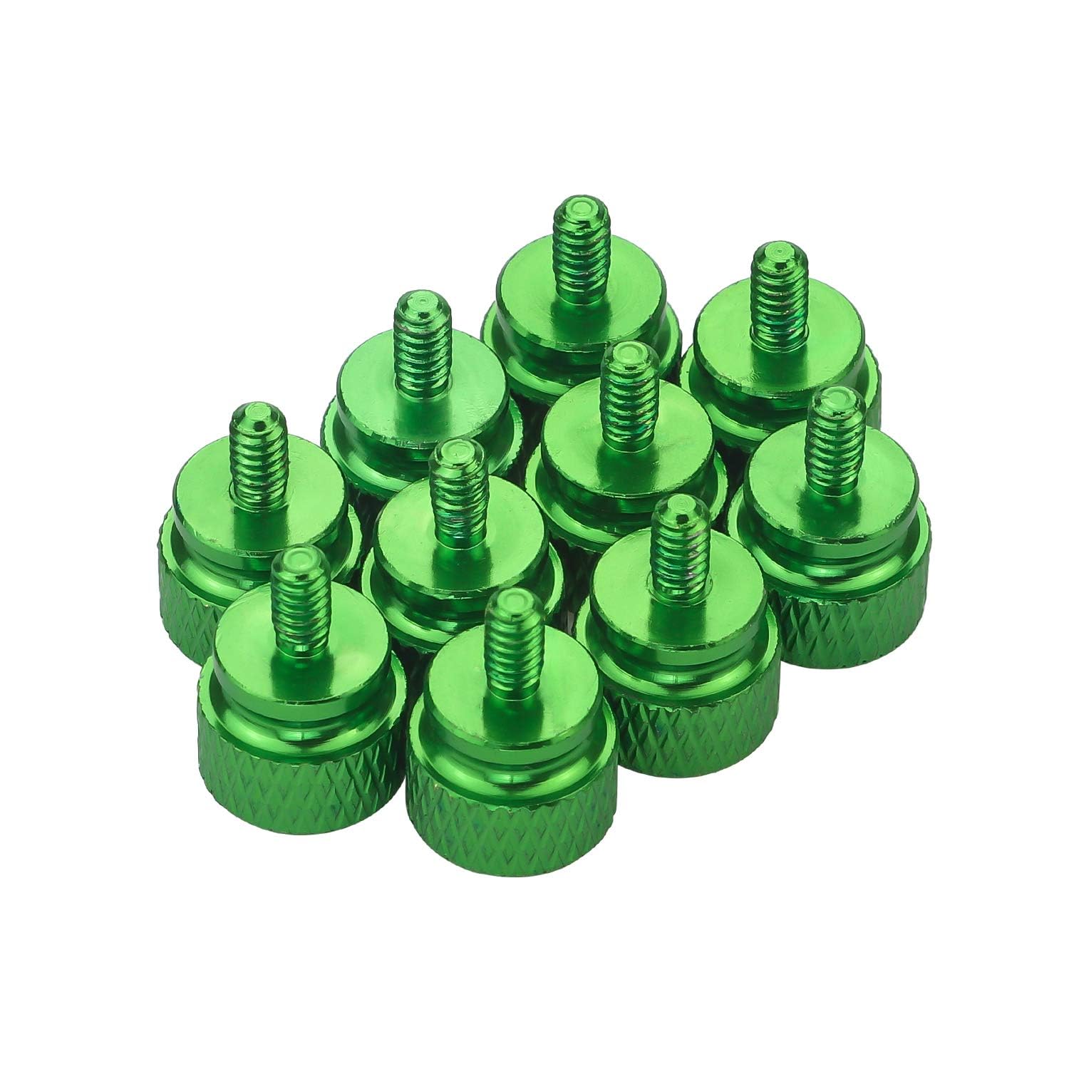 10Pcs Green 6-32 Fully Threaded Knurled Thumb Screws for PC Computer Case - Perfect for DIY PC Building, Hardware Upgrades & Electronics Repair