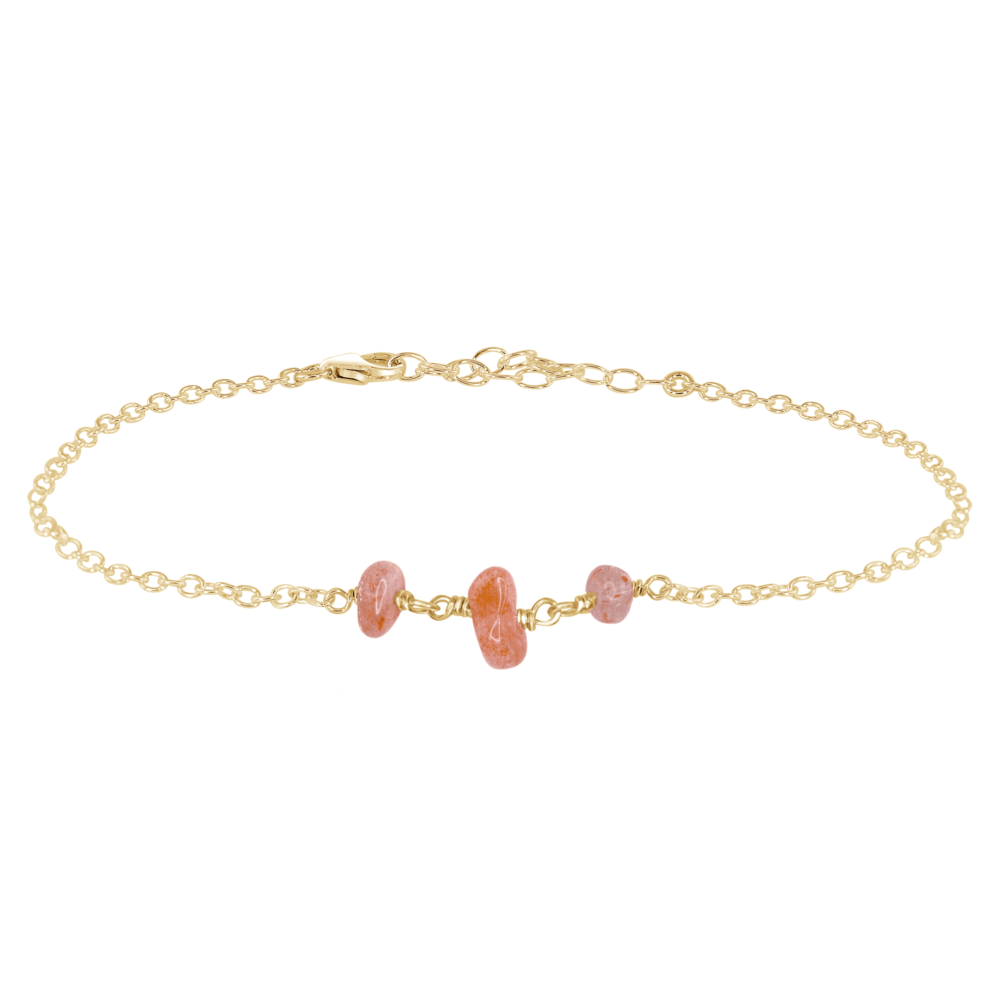 Sunstone Beaded Chain Anklet - Handmade Boho Ankle Bracelet for Women | Adjustable Crystal Jewelry for Summer Beach & Festival Outfits