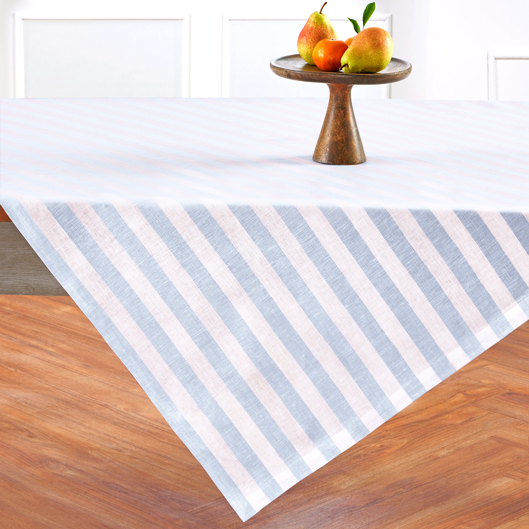 Sorrento Striped Tablecloth - Waterproof & Wrinkle-Free Table Cover for Dining Room, Kitchen, and Outdoor Picnics