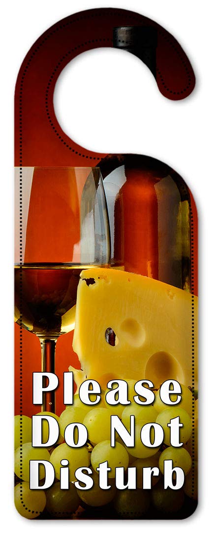Do Not Disturb Door Hanger Sign - Elegant White Wine Art Plate with Red Background - Perfect for Hotels, Bedrooms & Privacy