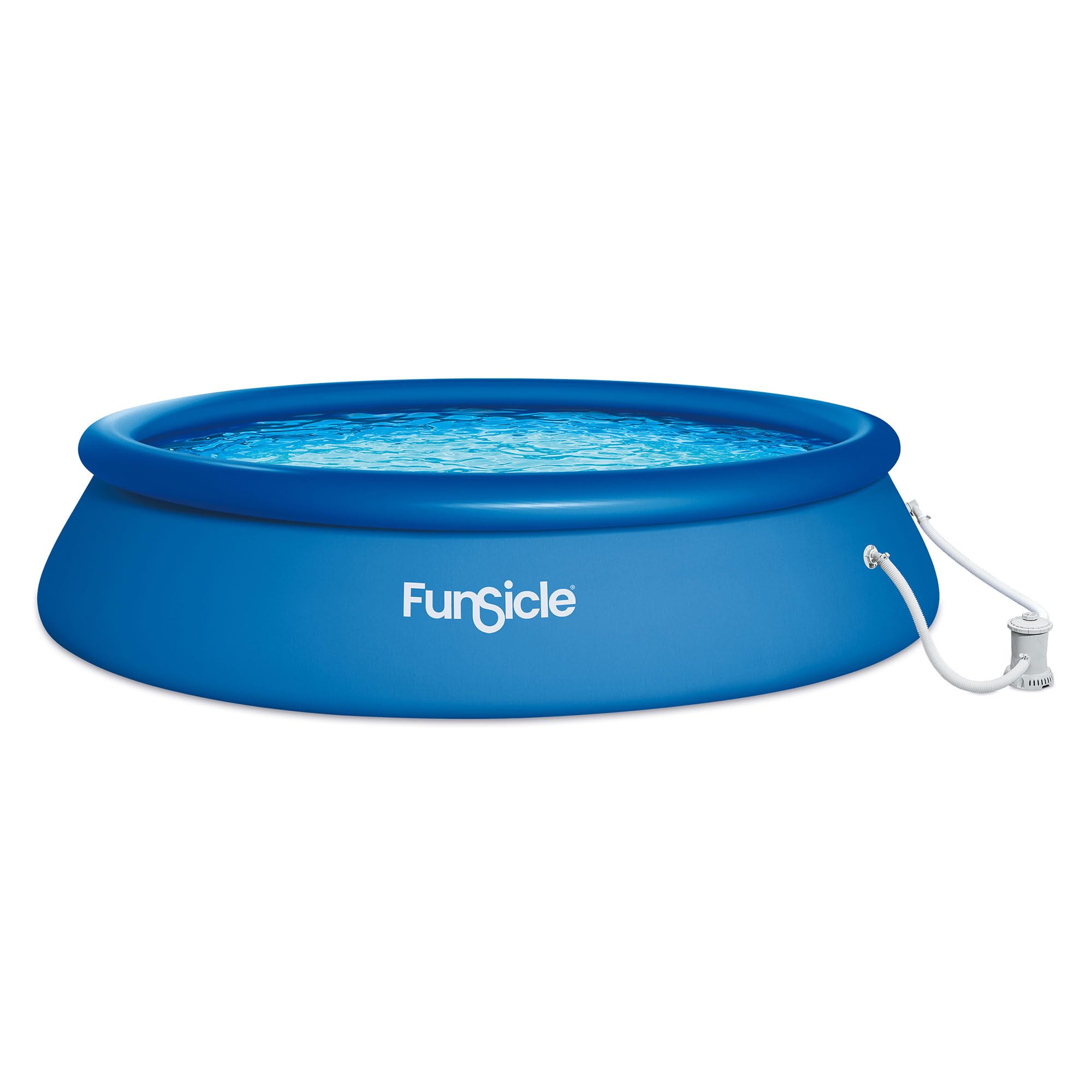 10ft x 30in Funsicle Quickset Round Inflatable Above Ground Swimming Pool Set with Pump & Cartridge Filter - Blue | Easy Setup Backyard Pool for Adults & Kids | Summer Outdoor Water Fun, Parties & Family Gatherings