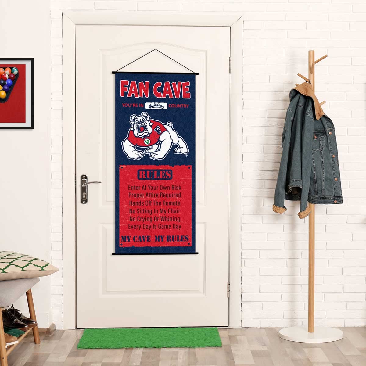 Fresno State Bulldogs Man Cave Decor - College Football Fan Banner Scroll for Game Room, Sports Bar & Tailgating Party Decorations