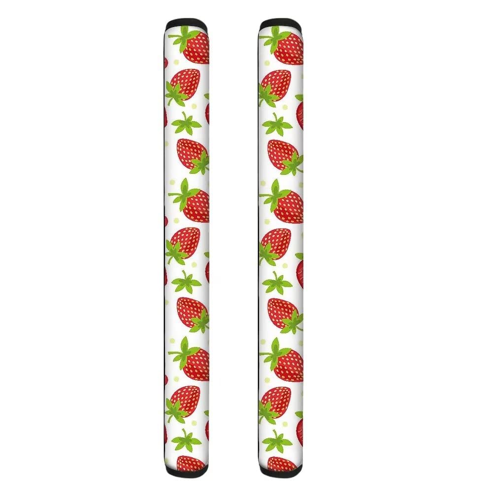 JEOCODY Pink Strawberry Refrigerator Handle Covers - Non-Slip Kitchen Appliance Protectors for Fridge & Stove (Set of 2) Under $15 - Keep Handles Clean & Hygienic for Modern Home Kitchen
