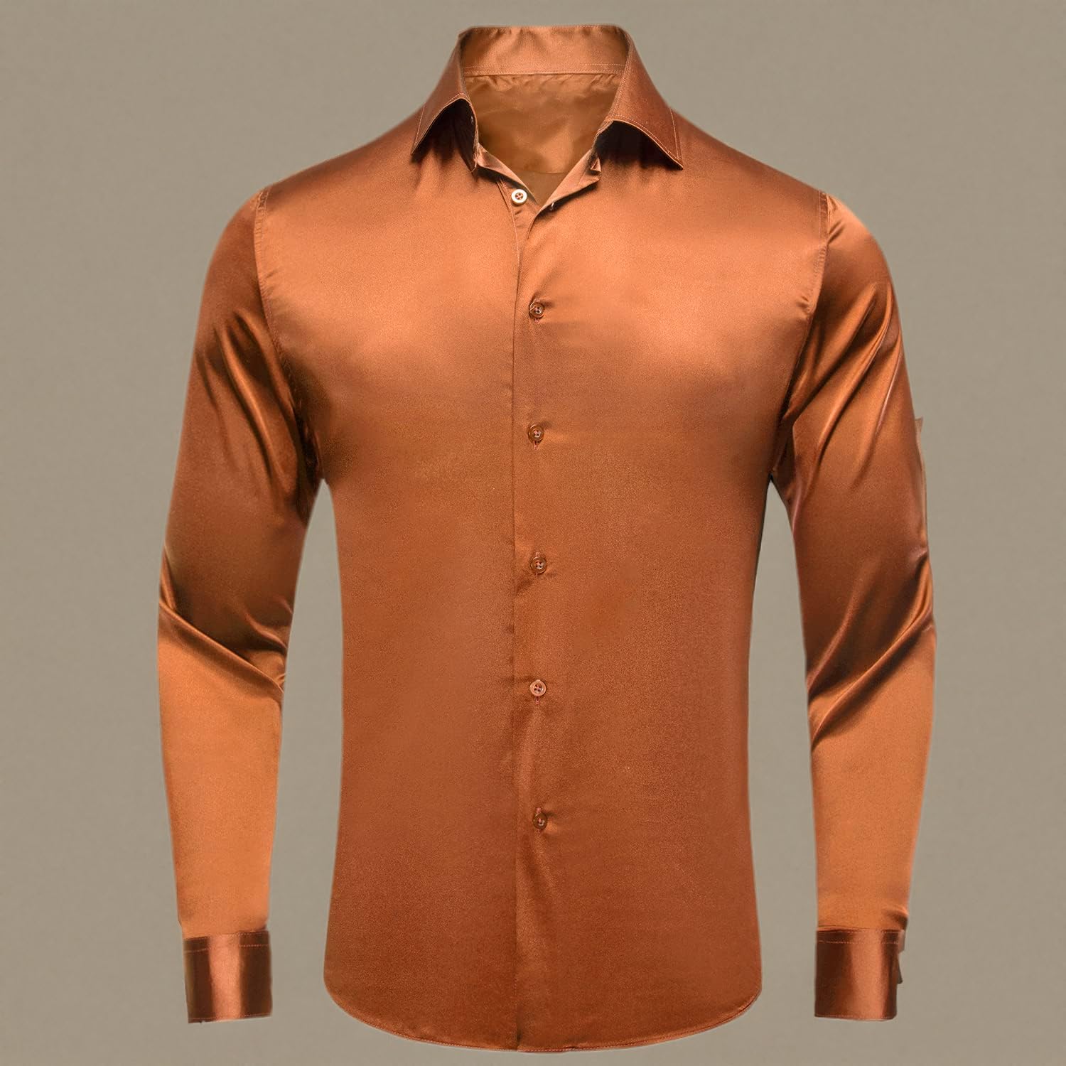 Premium Satin Men's Dress Shirts - Long Sleeve Formal Button Down Shirt for Business, Wedding & Special Occasions | Classic Fit Comfortable Office & Party Wear