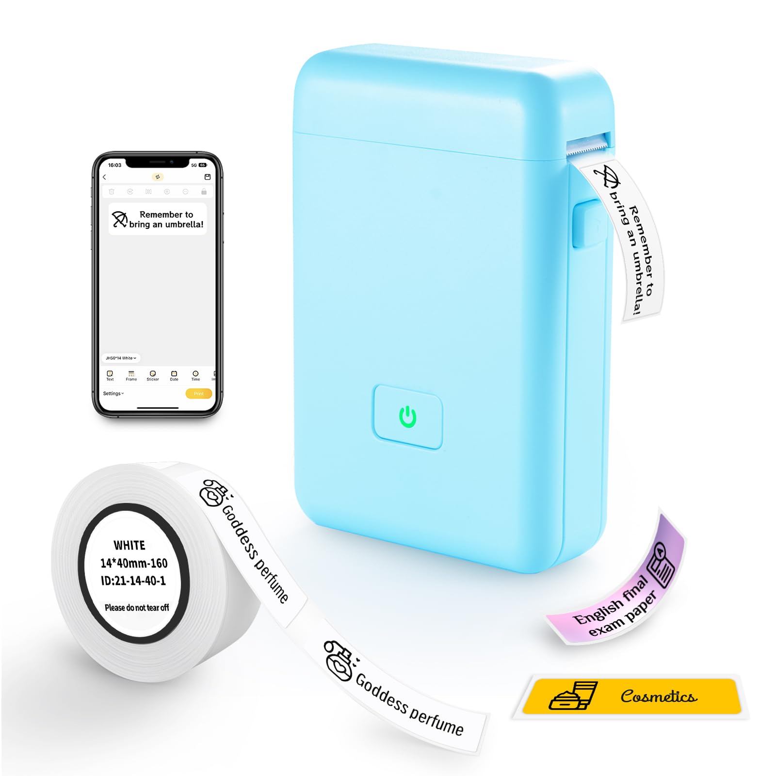 Vretti HP2 Portable Bluetooth Label Maker Machine with Tape - Mini Sticker Printer for Home, Office, Storage & Shipping Organization - Barcode Label Printer with Multiple Templates (Blue) | Perfect for Pantry Labels, Moving Boxes & Office Filing