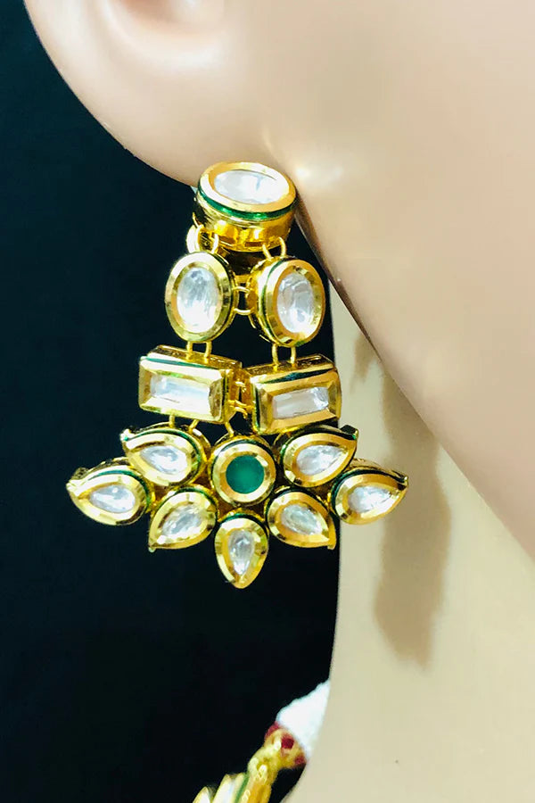 Exquisite Gold Plated Royal Kundan Necklace (D534) - Elegant Indian Jewelry for Weddings, Parties & Special Occasions