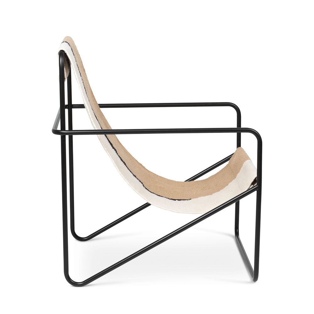 FERM LIVING Desert Indoor Outdoor Lounge Chair - Black/Soil - Modern Comfort for Patio, Garden, and Living Room Relaxation