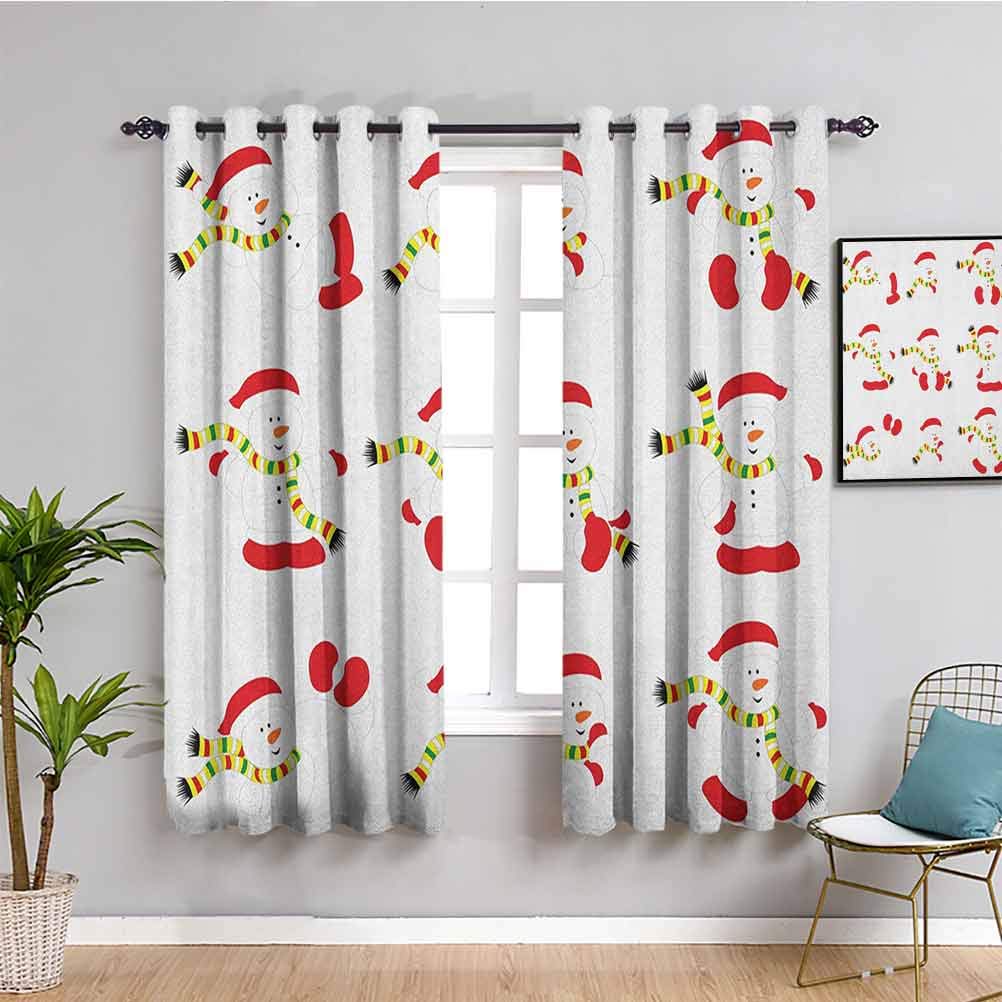 Christmas Snowman Curtains 84 Inch Length - Festive Red White Green Holiday Window Decor with Cute Scarf Snowman Designs, Easy to Clean (84x84 Inch) for Living Room, Bedroom & Christmas Party Decorations