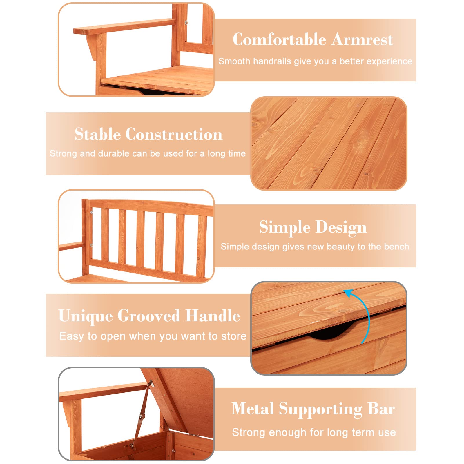 **AVAWING Wooden Outdoor Storage Bench with Seating - Large Deck Box for Patio, Backyard, Balcony & Entryway - Portable Handles, Natural Finish - Perfect for Outdoor Seating & Storage**