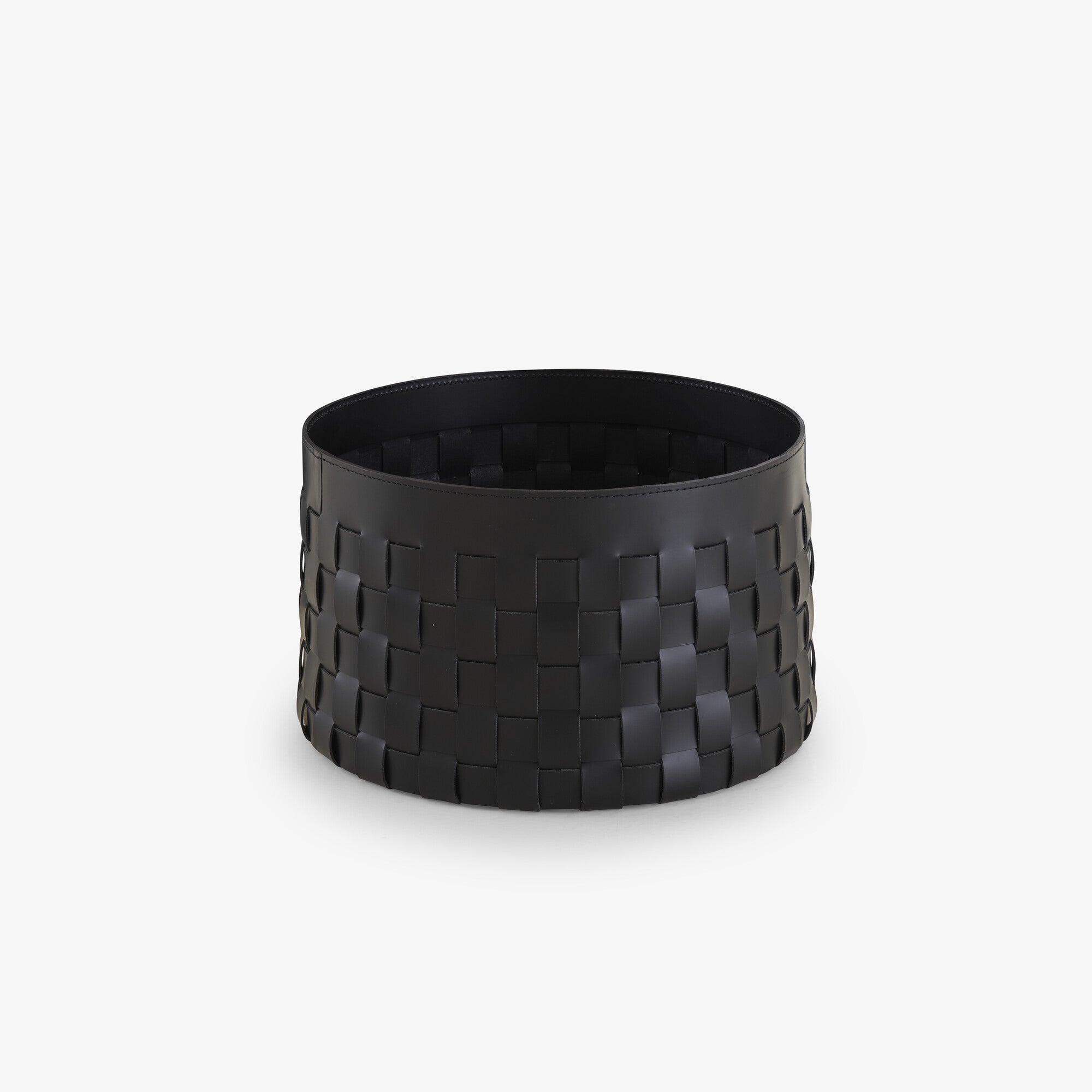 Premium Black 'Synderme' Leather Basket - Handwoven Storage Bin for Home Decor, Office Organization & Gift Giving