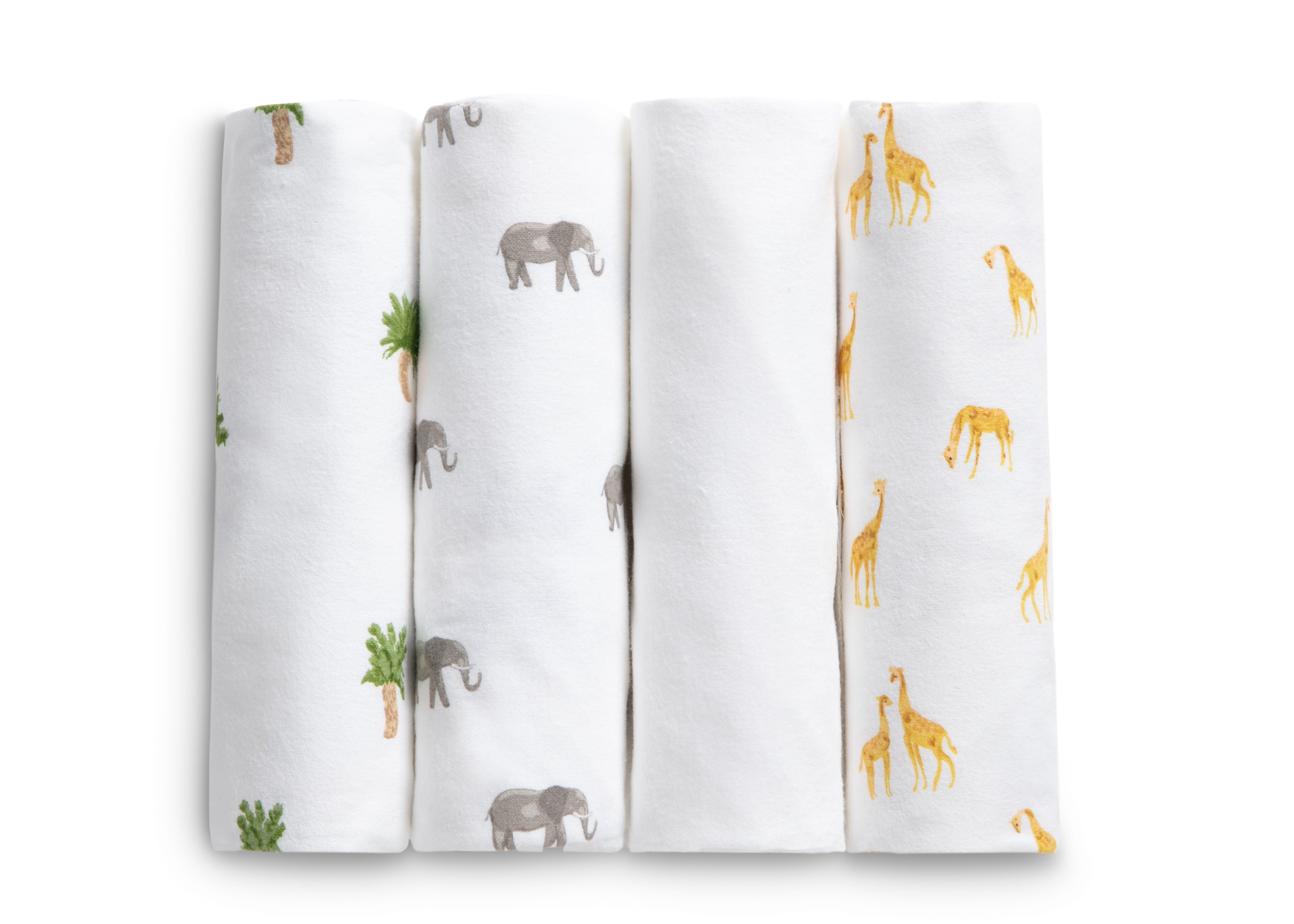 Soft 100% Cotton Flannel Baby Receiving Blankets - 4 Pack for Newborns & Infants - Perfect for Swaddling, Nursing & Cuddling