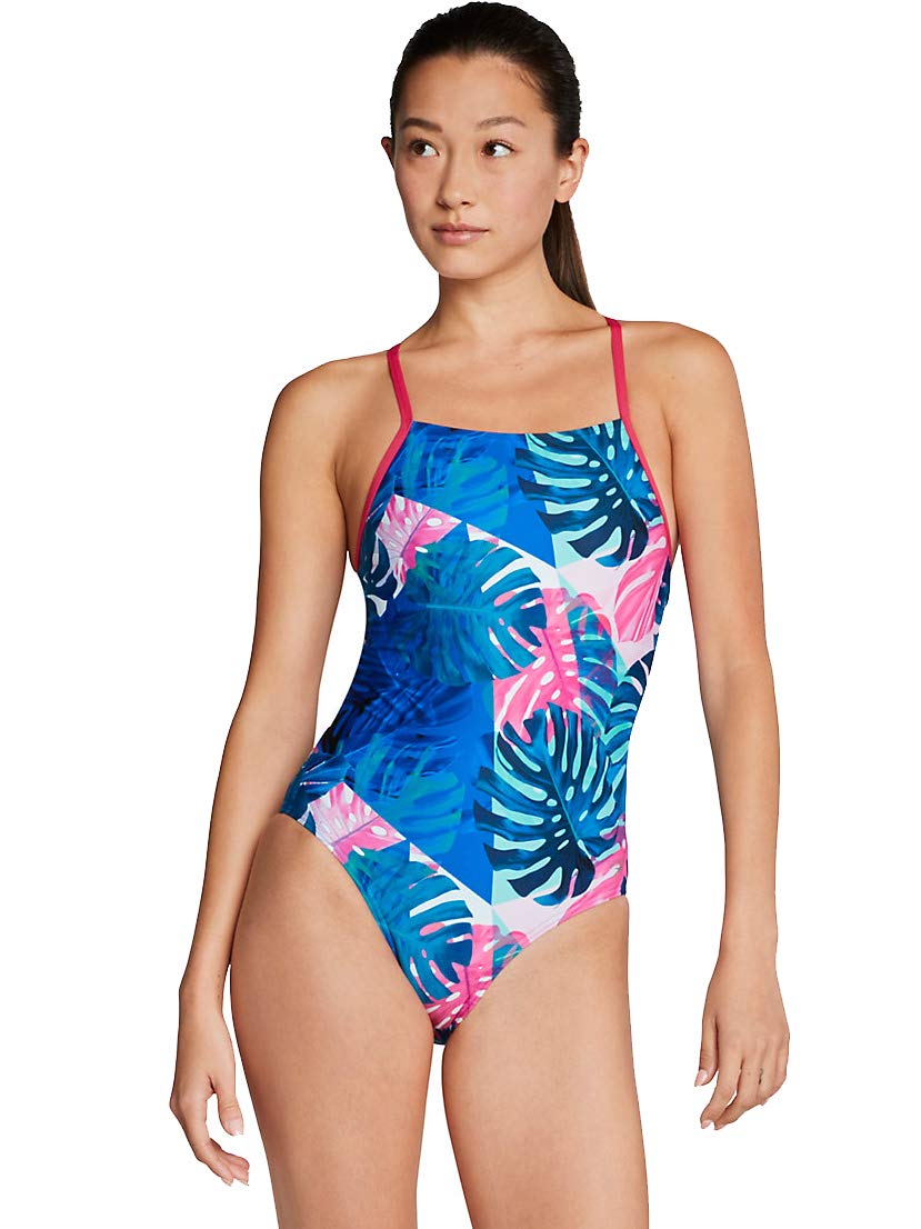 Speedo Print Turnz Fixed Back One-Piece Swimwear - Women's Competitive Training & Lap Swimming Suit for Pool & Beach