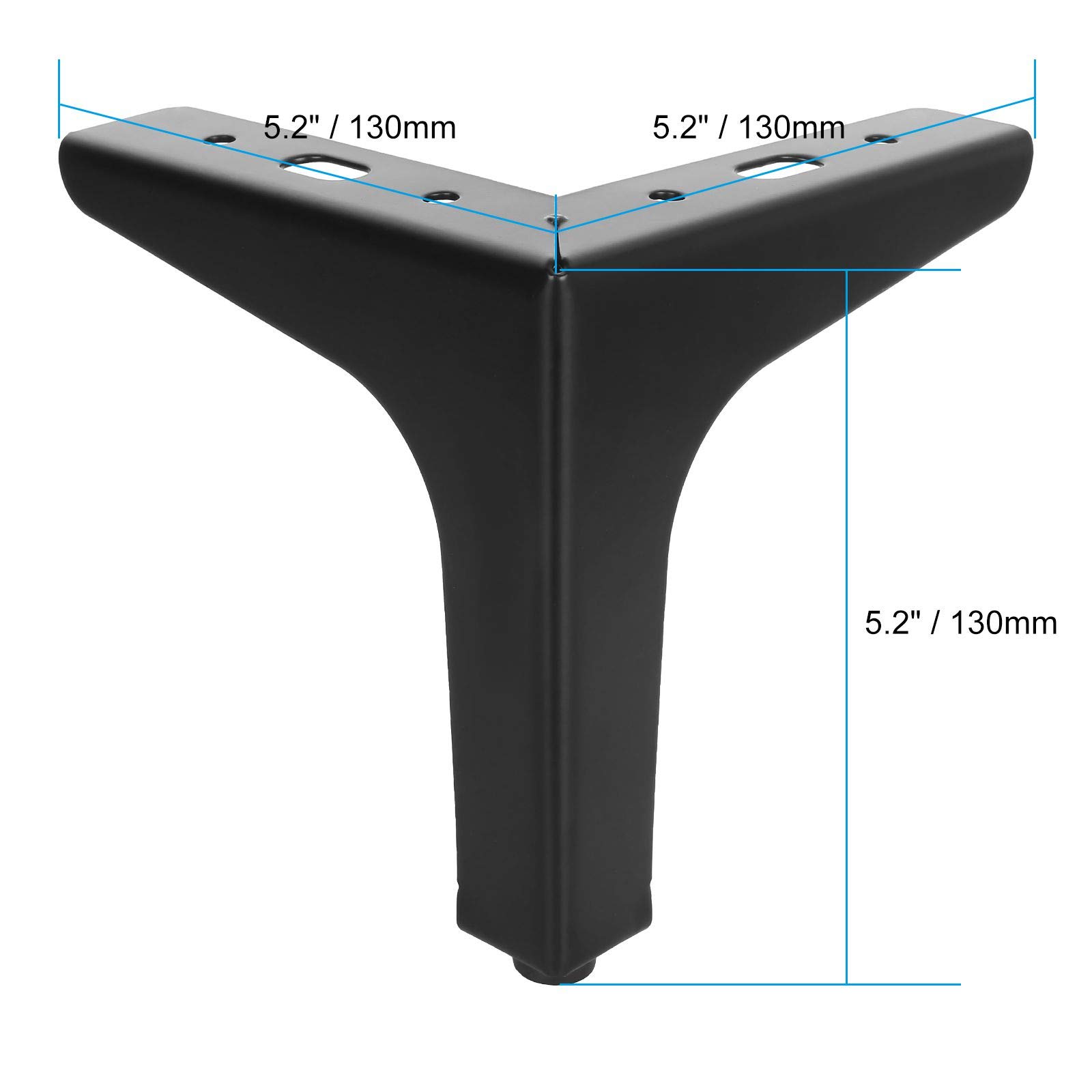 5 Inch Modern Metal Furniture Legs - 12 Pack Replacement Couch Feet for Sofa, TV Stand, Cabinet & Chair - Heavy Duty Adjustable Furniture Supports for Living Room, Bedroom & Office Decor
